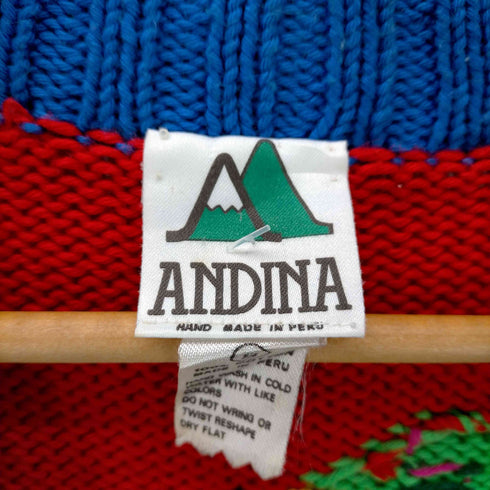 ANDINA ペルー製 ゴルフデザインニットカーディガン ハンドメイド メンズ JPN:S