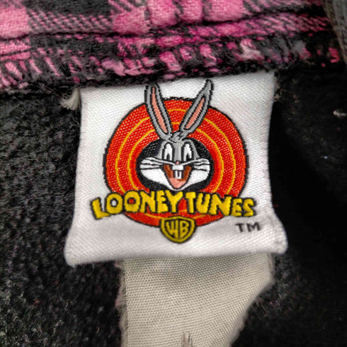 Looney Tunes 裏地チェック柄ハーフジップ パーカー メンズ