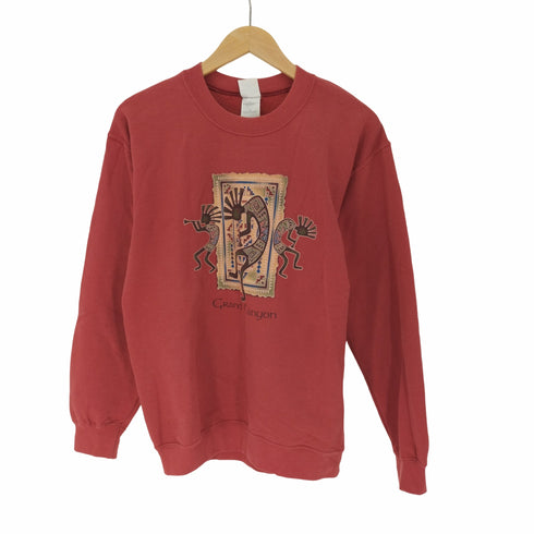 00S GILDANボディ GRAND CANYON 民族 プリント クルーネック スウェット メンズ import:S
