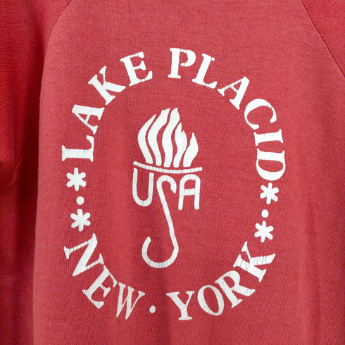 スポーツウェア sports wear USA製 LAKE PLACID NEW YORK ラグランスウェット メンズ import:L