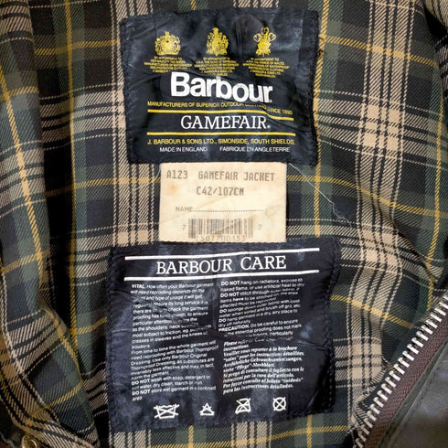 バブアー Barbour 94年製 イングランド製 3ワラント GAMEFAIR オイルドジャケット メンズ C42/172