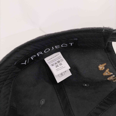 ワイプロジェクト Y/PROJECT Baseball Cap Vintage Black ロゴ刺繍 6パネル ベースボール キャップ メンズ