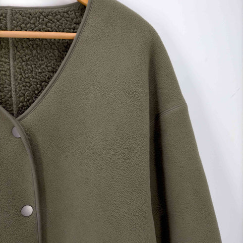 エディーバウアー Eddie Bauer ノーカラーボアリバーシブルコート レディース PM