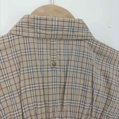 バーバリーブルーレーベル BURBERRY BLUE LABEL ワンポイント刺繍 ノバチェック L/S グランパ シャツ ワンピース レディース 38