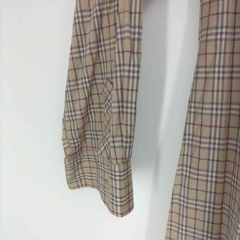 バーバリーブルーレーベル BURBERRY BLUE LABEL ワンポイント刺繍 ノバチェック L/S グランパ シャツ ワンピース レディース 38