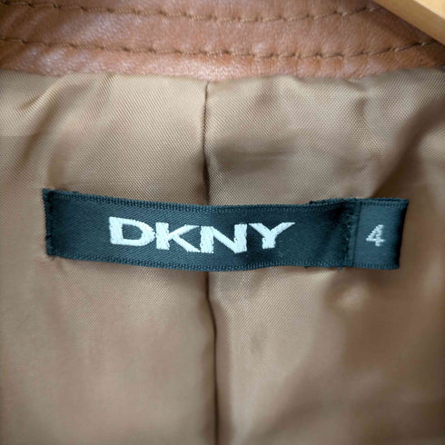 ダナキャランニューヨーク DKNY シープレザー ジップアップジャケット クロップド丈 レディース 4