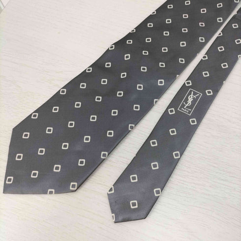 イヴサンローラン Yves Saint Laurent イタリア製 総柄 シルク ネクタイ メンズ