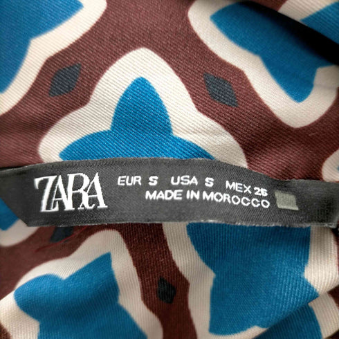ザラ ZARA 総柄 ボウタイブラウス レディース S