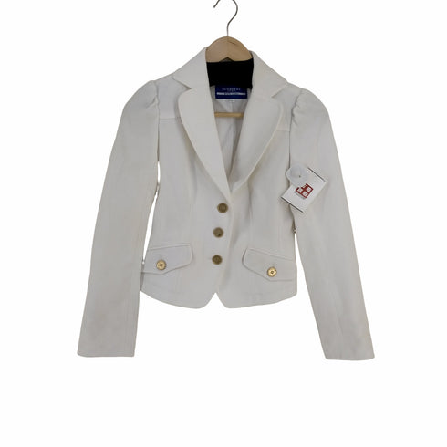 バーバリーブルーレーベル BURBERRY BLUE LABEL 金ボタン ギャザー テーラードジャケット レディース 36