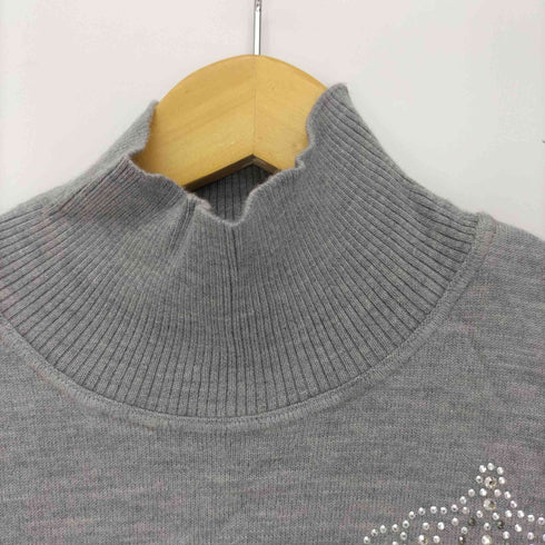 バルマン BALMAIN ハイネック ビジュー クラウン ロゴ 刺繍 ウール ニット レディース 9