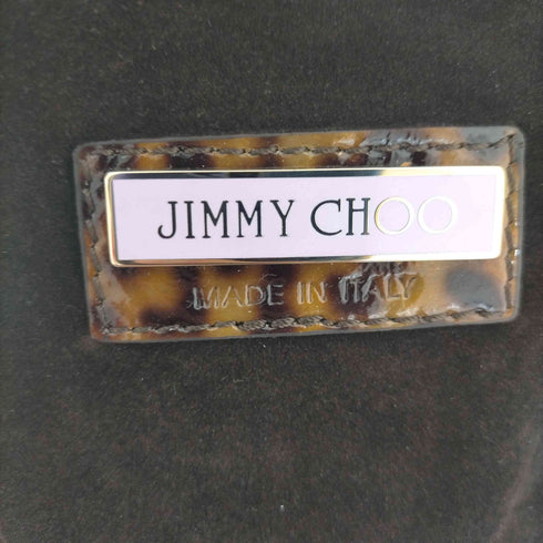 ジミーチュウ JIMMY CHOO レオパード柄 エナメル スエードジップバッグ レディース