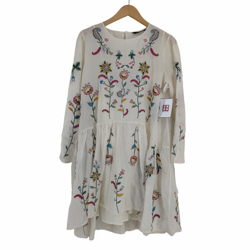 ザラ ZARA フラワーエンブロイダリー ワンピース レディース import:M