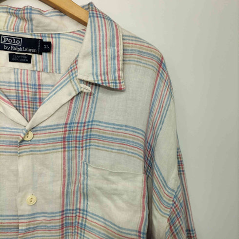 ポロバイラルフローレン Polo by RALPH LAUREN 90s CLAYTON 総リネンオープンカラーシャツ メンズ import:XL