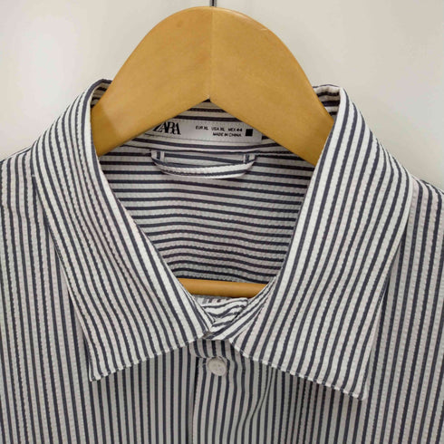 ザラ ZARA シアサッカー半袖シャツ メンズ XL
