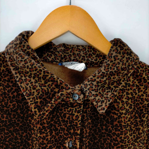 SOLUTIONS USA製 L/S ベロアレオパードシャツ レディース JPN:L