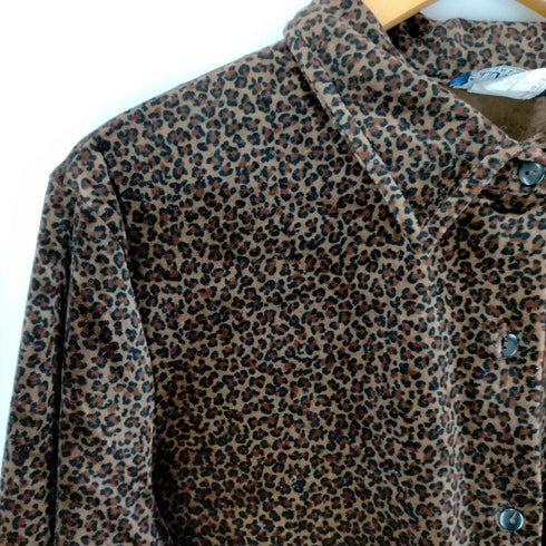 SOLUTIONS USA製 L/S ベロアレオパードシャツ レディース JPN:L