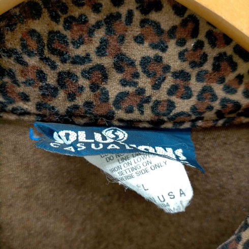 SOLUTIONS USA製 L/S ベロアレオパードシャツ レディース JPN:L