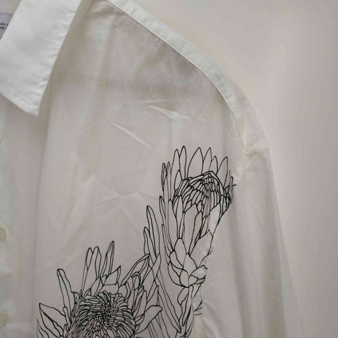ザラ ZARA 花柄プリント半袖シャツ メンズ L