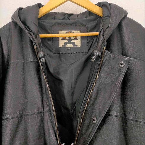 PHASE2 90S オーバーサイズ 本革 フーデッド中綿レザージャケット メンズ import:XL
