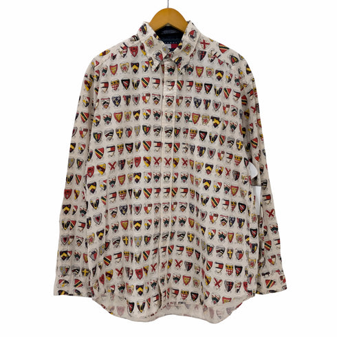 トミーヒルフィガー TOMMY HILFIGER フラッグタグ エンブレム 総柄 ボタンダウン長袖シャツ メンズ import:M