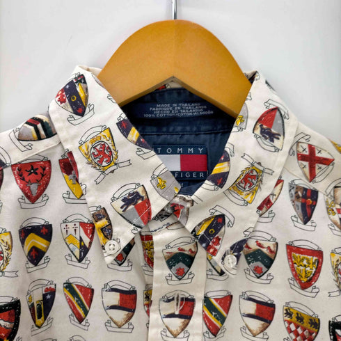 トミーヒルフィガー TOMMY HILFIGER フラッグタグ エンブレム 総柄 ボタンダウン長袖シャツ メンズ import:M