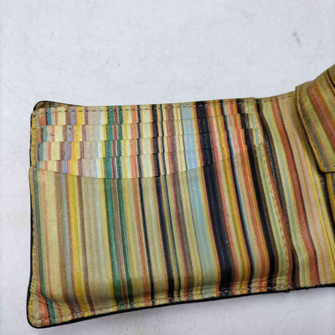 ポールスミス Paul Smith インサイド マルチストライプ レザー 二つ折り 財布 メンズ