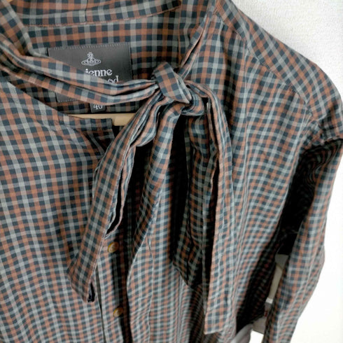 ヴィヴィアンウエストウッドマン Vivienne Westwood MAN ORB刺しゅう チェック柄ボウタイシャツ メンズ 46