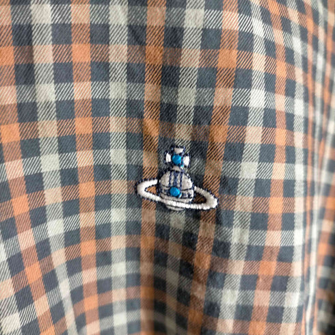 ヴィヴィアンウエストウッドマン Vivienne Westwood MAN ORB刺しゅう チェック柄ボウタイシャツ メンズ 46