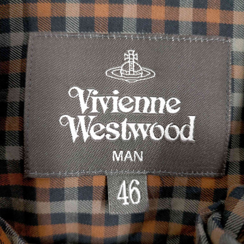 ヴィヴィアンウエストウッドマン Vivienne Westwood MAN ORB刺しゅう チェック柄ボウタイシャツ メンズ 46