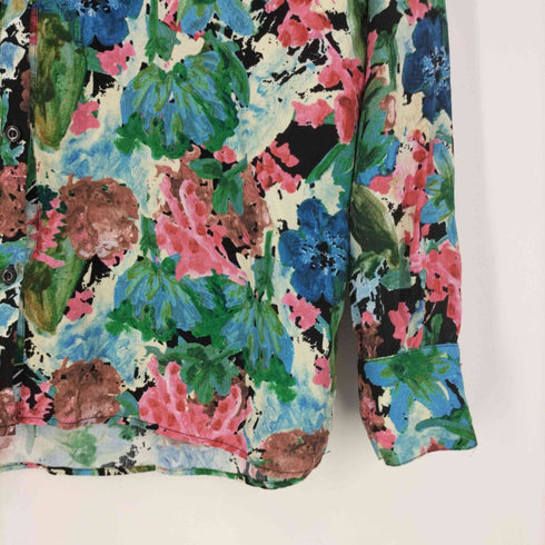ザラ ZARA 花柄 開襟 スキッパーブラウス レディース import:XS