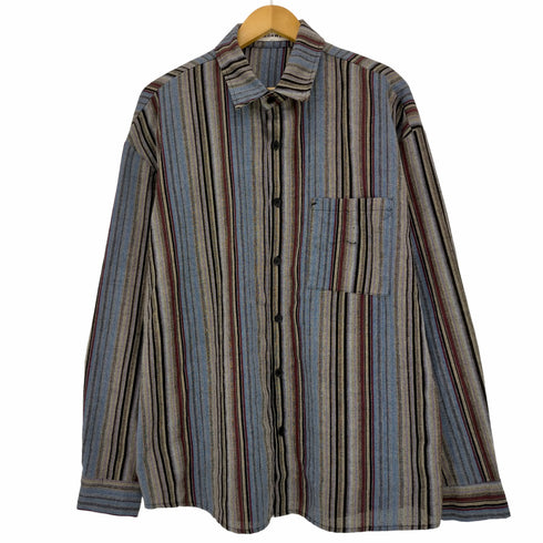 NAGAWL ゆったりストライプ長袖シャツ マルチカラー メンズ XL