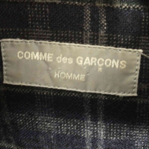 コムデギャルソンオム COMME des GARCONS HOMME AD1997 田中期 田中オム オープンカラーウールチェックシャツ 開襟 2ポケット ボックスシルエット メンズ