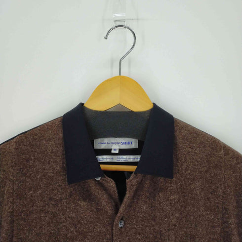 コムデギャルソンシャツ COMME des GARCONS SHIRT 90S 仏製 フランス製 ウール レーヨン 切替シャツ オープンカラー 開襟 メンズ JPN:M
