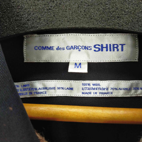 コムデギャルソンシャツ COMME des GARCONS SHIRT 90S 仏製 フランス製 ウール レーヨン 切替シャツ オープンカラー 開襟 メンズ JPN:M