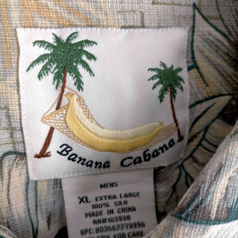 バナナカバナ BANANA CABANA 100% シルク 総柄アロハシャツ メンズ JPN:XL