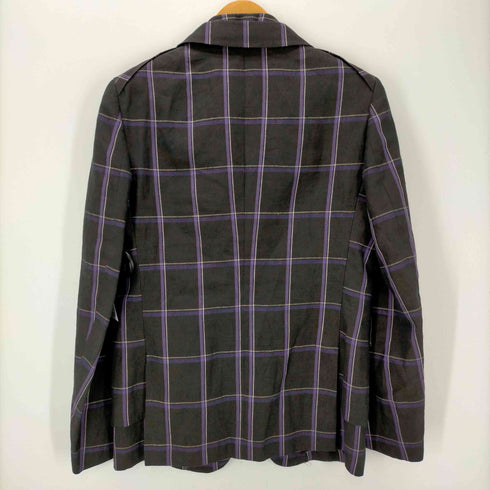 コムデギャルソンオムドゥ COMME des GARCONS HOMME DEUX AD2018 リネン レイヤードデザイン チェック 3Bテーラードジャケット メンズ JPN:XS