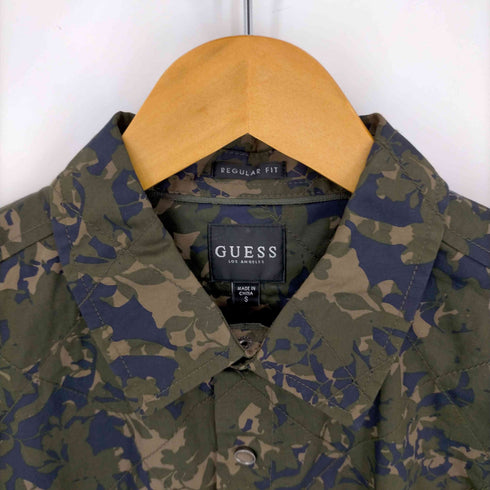 ゲス GUESS リーフ柄キルティングデザインスナップシャツ メンズ import:S