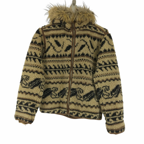 ダブルアールエル ラルフローレン RRL RALPH LAUREN 襟ファー総柄ボアジャケット メンズ import:XS
