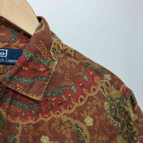 ポロバイラルフローレン Polo by RALPH LAUREN 90S 総リネン 総柄 ショートスリーブシャツ メンズ JPN:M