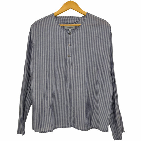オーディナリーフィッツ Ordinary fits リネン混 バンドカラーストライプシャツ レディース 2