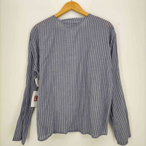 オーディナリーフィッツ Ordinary fits リネン混 バンドカラーストライプシャツ レディース 2