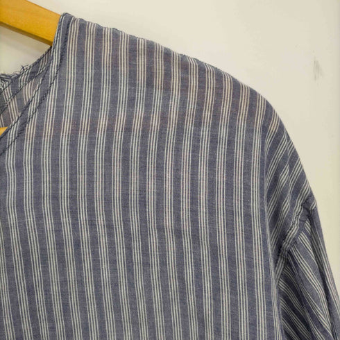 オーディナリーフィッツ Ordinary fits リネン混 バンドカラーストライプシャツ レディース 2