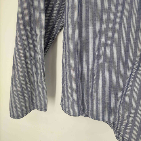 オーディナリーフィッツ Ordinary fits リネン混 バンドカラーストライプシャツ レディース 2