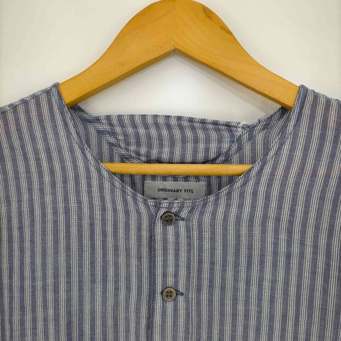 オーディナリーフィッツ Ordinary fits リネン混 バンドカラーストライプシャツ レディース 2