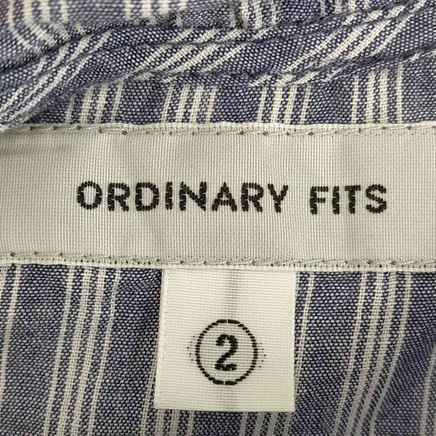 オーディナリーフィッツ Ordinary fits リネン混 バンドカラーストライプシャツ レディース 2