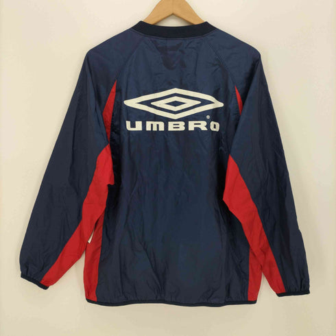 アンブロ UMBRO 00s 銀タグ 細ダイヤ Windup Piste Y2K 両面ロゴ Vネック ナイロン プルオーバー メンズ S-M