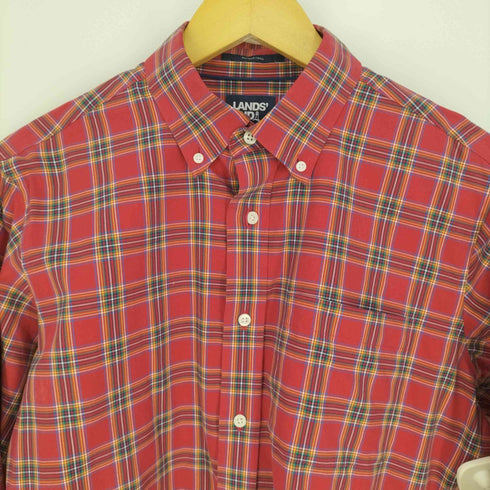ランズエンド LANDS END NO IRON TWILL ボタンダウンチェックシャツ メンズ import:M