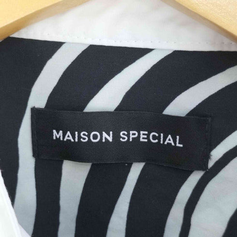 メゾンスペシャル MAISON SPECIAL ウェーブプリントバンドカラーシャツ レディース FREE