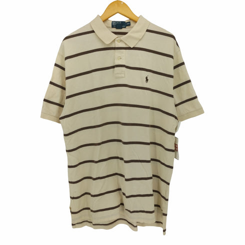 ポロバイラルフローレン Polo by RALPH LAUREN 90S ポニー刺繍 ボーダー 鹿の子 S/S ポロシャツ メンズ import:XXL