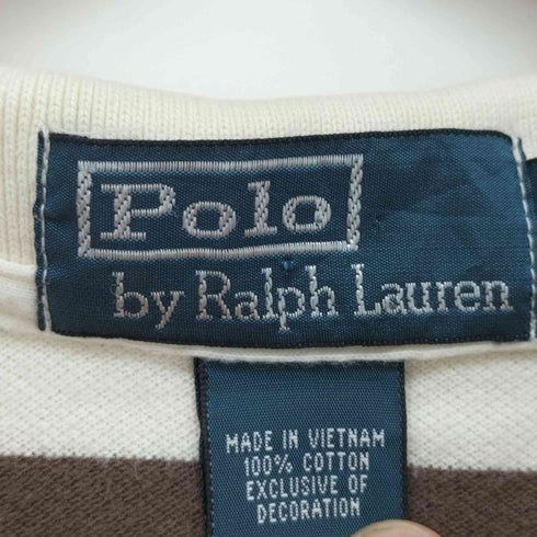 ポロバイラルフローレン Polo by RALPH LAUREN 90S ポニー刺繍 ボーダー 鹿の子 S/S ポロシャツ メンズ import:XXL